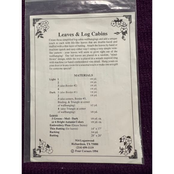 quilt pattern leaves & log cabins - Picture 2 of 4